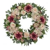 30-Inch Pink Dahlia and Rose Wreath
