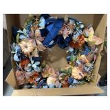 30 Inch Blue Harvest Wreath With Pumpkins