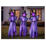 Pre-Lit Set of Animated Witches, Untested