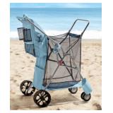 Milky Blue Foldable Mesh Beach Cart