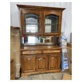 Oak Wood China Cabinet with Glass Doors