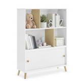 Delta White Wooden Bookcase With Sliding Door, Unt