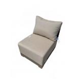 Outdoor Armless Patio Chair with Beige Cushion