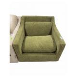 Green Upholstered Armchair, Missing Bottom Cushion