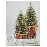 Artificial Christmas Trees in Decorative Sleigh, U