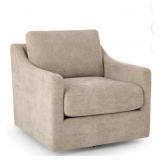 Beige Upholstered Fabric Swivel Chair