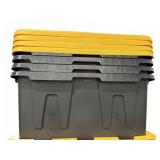 4 Black Totes with Yellow Lids, 27 Gallon Each