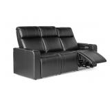 Ashton Theater-Style Black Reclining Sofa Untested