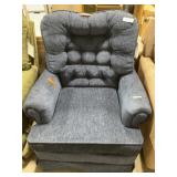 Blue Upholstered Swivel Chair, USA Made
