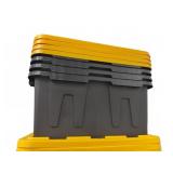 Four 27-Gallon Black and Yellow Totes