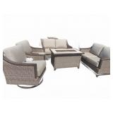 Outdoor Wicker Patio Set: 2 Loveseats, 2 Rocker Sw