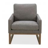Gray Upholstered Armchair with Wood Base