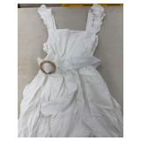 French Connection White Belted Dress L
