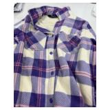 Purple and Cream Plaid Fleece Shacket XL