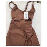 Brown Scoop Neck Swim Dress, XL