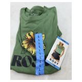 Roxy Green Floral T-Shirt Size Large