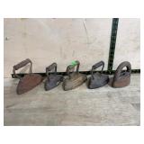 5 Cast Iron Sad Irons Assorted Styles