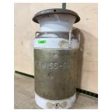Brown Swiss-60 Metal Milk Can with Lid