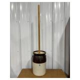 Stoneware Crock Churn With Lid and Plunger