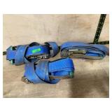 Three Blue Ratchet Tie Down Straps