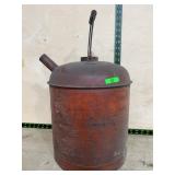 Red Metal Oil Can With Spout And Handle