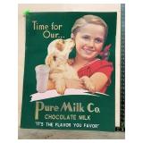 Pure Milk Co. Chocolate Milk 22x28 Cardboard Sign
