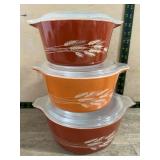 Pyrex Wheat 474-B, 475-B, 473-B Casserole Set