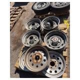 7 Vintage Steel Car Wheels Assorted