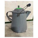 Gray Metal Coffee Pot With Bail Handle