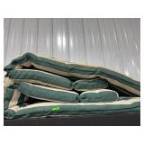 Green and White Striped Outdoor Cushions Set