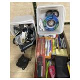 Office Supplies Lot With Lighters, Tape, Tools