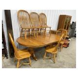 TEI Oak Double Pedestal Table with 6 Chairs