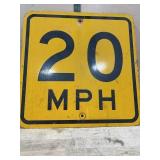 Yellow 20 MPH Metal Speed Limit Sign
