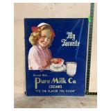 Pure Milk Co. Creams 24x28 Cardboard Sign