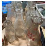 Glass Milk Bottles Lot of 8