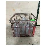 12 Assorted Glass Milk Bottles in Crate