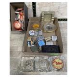 Ashtrays, Lighters, Old Camera, Poker Chips Lot