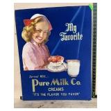 Pure Milk Co. 22x28 Cardboard Creams Sign