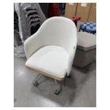 White Upholstered Swivel Office Chair