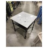 Square Metal and Marble Side Table