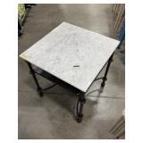Square Marble Top Side Table with Shelf