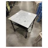 Square Metal and Marble Side Table