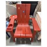 Red Plastic Outdoor Armchair with Cup Holder