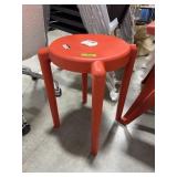 Red Plastic Round Accent Patio Stool