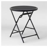 18" Black Metal Mesh Patio Accent Table