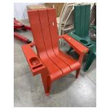 Red Plastic Adirondack Style Chair