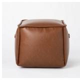 Evanston Leather Cube Pouf by Studio McGee