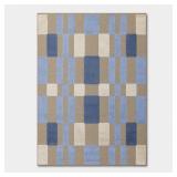 7 x 10 Blue and Tan Geometric Area Rug