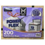 200 Tall Kitchen Power Flex Bags, 13 Gal