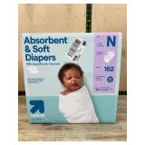 Up & up Diapers Newborn Size N, 162 Count